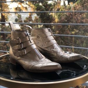 Tabitha Simmons Gold Leather Western Booties